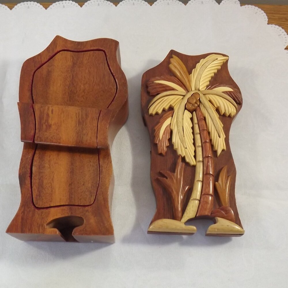 Wooden Palm Tree Puzzle Box - Picture 10 of 11